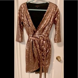 AQUA gold sequin dress